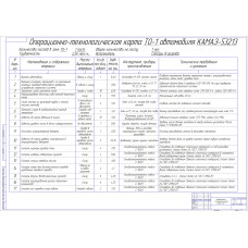 Чертеж "Операционно-технологическая карта ТО-1 автомобиля КАМАЗ-53213"